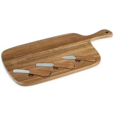 Leopold Vienna Käsebrett 50 x 25 cm Akazienholz Tablett mit 3 Käsemesser & Griff