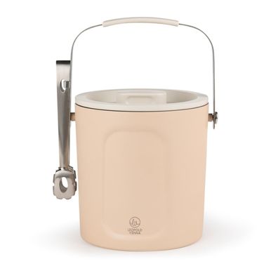 Leopold Vienna Eisbehälter 1,5 Liter doppelwandig Edelstahl beige Zange & Deckel