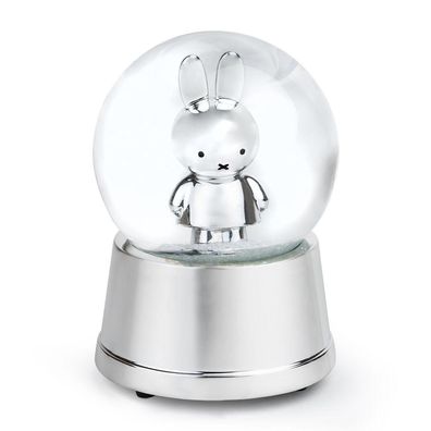 Zilverstad Schneekugel Miffy 15 x Ø 10 cm versilberte Schüttelkugel mit Musik