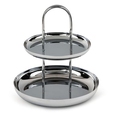 Zilverstad Etagere 29 x Ø 26 cm 2-stöckig silbernes Stufentablett mit Haltegriff