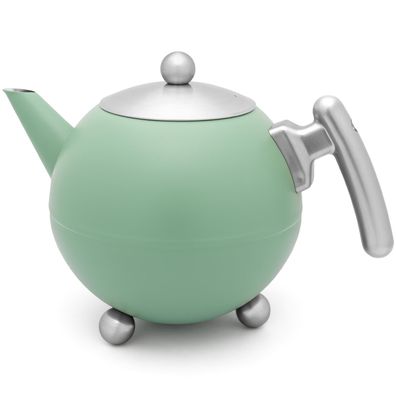 Bredemeijer Teekanne 1,2 L grün doppelwandig Kanne Edelstahlkanne Kugelkanne Teeberei