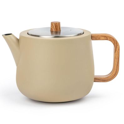 Bredemeijer Teekanne 1.1 Liter beige Edelstahl doppelwandig Kanne Teefilter-Sieb