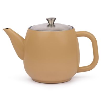 Bredemeijer Teekanne 0,9 L hellbraun doppelwandige Edelstahl Kanne mit Teefilter
