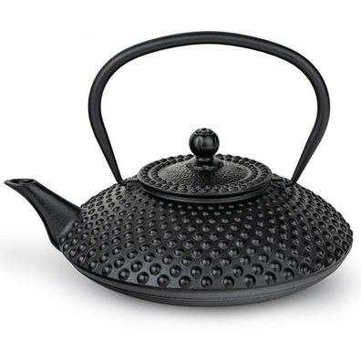 Bredemeijer Gusseisen Teekanne 1,25 Liter schwarz Kanne mit Edelstahl Teefilter