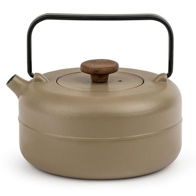 Bredemeijer Guss Teekanne 0,75 Liter beige Kanne mit Holzknauf & Edelstahlfilter