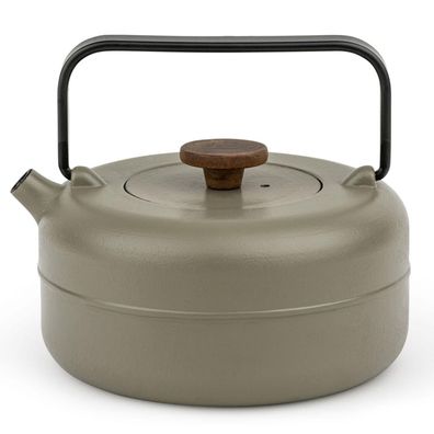 Bredemeijer Guss Teekanne 0,75 Liter khaki-grün Kanne mit Holzknauf & Teefilter