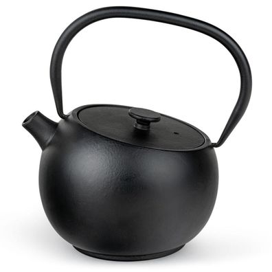 Bredemeijer Teekanne 0,75 Liter Gusseisen schwarze Gusskanne mit Edelstahlfilter