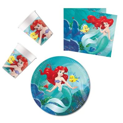 Disney Prinzessin Ariel Curious Partyset mit 36 Stück 23 cm Teller