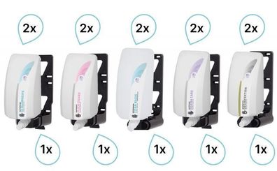 K-SET Handreinigung, -schutz &- pflegeprogramm mit Wandhalterung, 2x5 verschiedene Mi