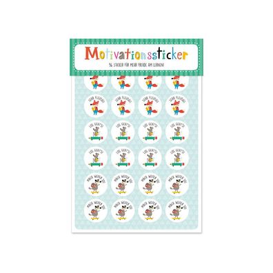 Grätz Motivationssticker Sticker Schule für Lehrer/Eltern 96 Stck Waldtiere&Co