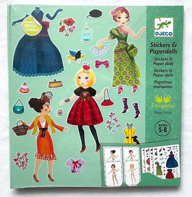 Djeco Creativ Spiel Bastelset Fashion&Mode Stickerpuppen Anziehpuppen