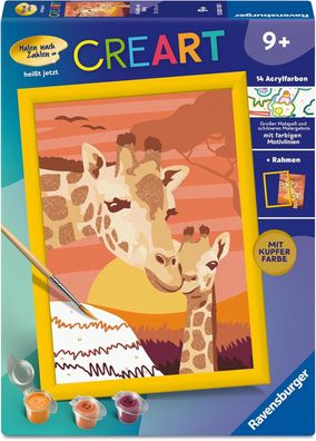 Ravensburger CreArt 12023130 - Giraffe mit Baby - Malen nach Zahlen für Kinder ab 9 J