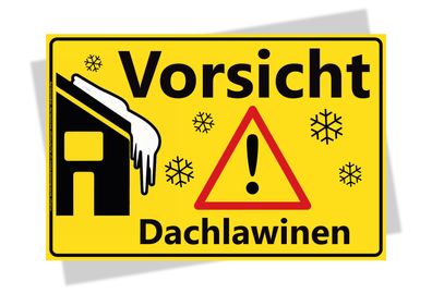 Schild Vorsicht Dachlawinen wetterfest Warnschild Schnee gut sichtbar 300x200 mm