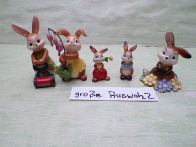 alte Goebel Hasen bis 11cm tränende Herzen Rasenmäher Tulpe