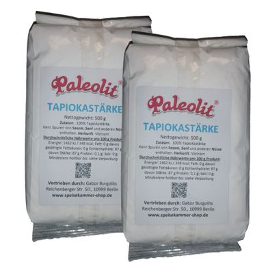 2 x 500g Tapiokastärke vegan glutenfrei Maniok Maniokstärke