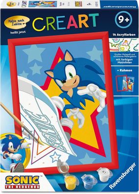 Ravensburger CreArt 12023133 - Rasender Sonic - Malen nach Zahlen für Kinder ab 9 Jah