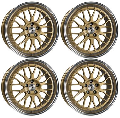4 MB Design Felgen LV1 7.5Jx18 ET45 5x112 Goldpoliert für VW Arteon Beetle Caddy