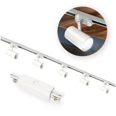 Schienensystem Komplett-Set 1m+2m, I ext., 5x Lampe, 2x Sockel weiß