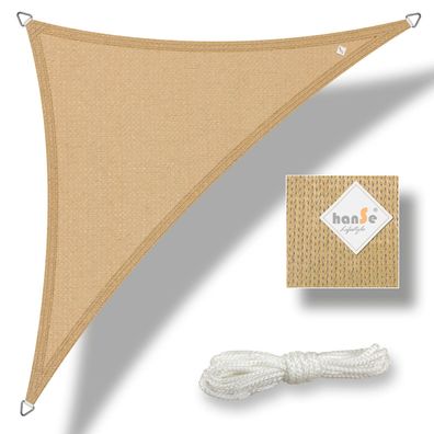 hanSe Sonnensegel Sonnenschutz Schattensegel UV-Schutz Dreieck 3x3x3m Sand