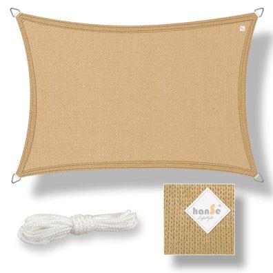 hanSe Sonnensegel Sonnenschutz Schattensegel UV-Schutz Recheck 3x4m Sand