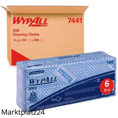 Kimberly-Clark X50 Wischtücher Blau Geprägt, 25x42cm, 6x50 Stück