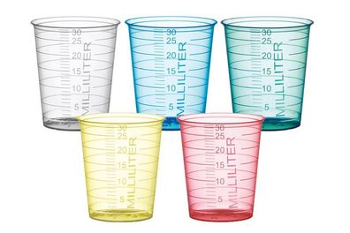Medizinbecher 30 ml Gelb Graduiert | 80 Stück Set