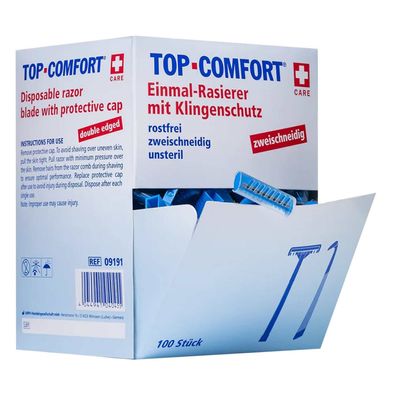 MED-Comfort Einwegrasierer Zweischneidig Blau 100 Stück Box