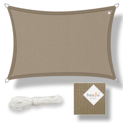 hanSe Sonnensegel Schattensegel Sonnenschutz UV-Schutz Recheck 2x3m Taupe