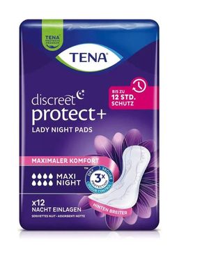 TENA Lady Maxi Night Saugstarke Nachteinlagen für Frauen, 12 St