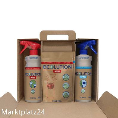Ecolution Starterkit Nachhaltiges Set mit Bambuszahnbürstenhalter & Glasflasche