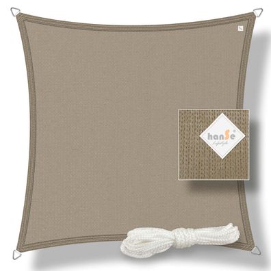 hanSe Sonnensegel Schattensegel Sonnenschutz Quadrat 2x2m Taupe