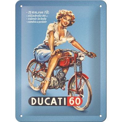 DUCATI Cilindrata 60 Pin up Blechschild 15 x 20 cm