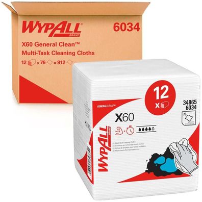 Kimberly-Clark X60 Wischtuch Weiß 31,5x33cm 1/4 Gefaltet Prägung