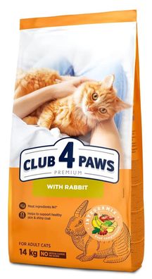 CLUB 4 PAWS Premium Katze 14kg - Kaninchen - Hypoallergen - Ohne Weizen