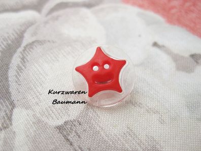 1Kunststoffkinderknopf Stern mit Gesicht rot 14x7mm Öse 3mm Nr 1255