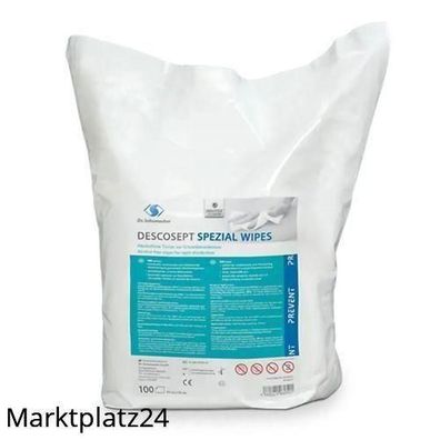 Descosept Spezial Wipes Desinfektionstücher, 2x100 Stück, Alkoholisch