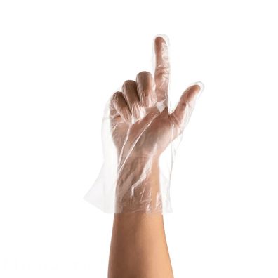 Ampri Einweg-PE-Handschuhe Transparent Größe L, Gehämmerte Oberfläche, 100 Stück