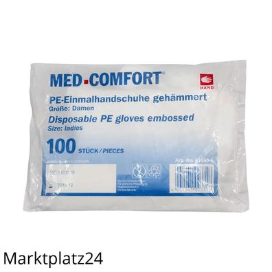 Ampri PE Einweghandschuhe Transparent, Gehämmert, Größe S, 100 Stück