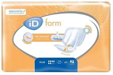 iD Form Plus Extra Lange Einweg-Inkontinenzvorlagen, Größe 2, Blau, 21 Stück
