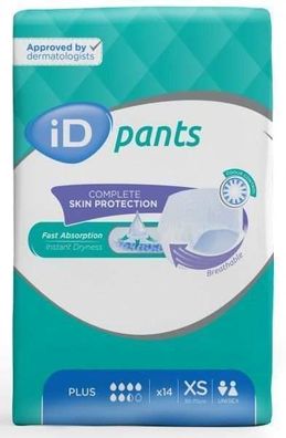 Inkontinenz Pants iD Pants Plus Blau, Größe XS, 14 Stück