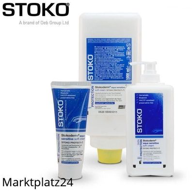 Stokoderm Aqua Sensitive Hautschutzcreme Unparfümiert, 1L Softflasche