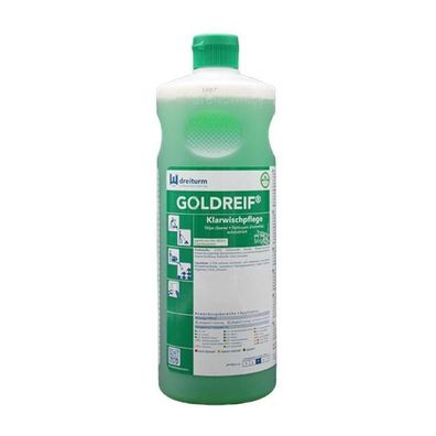 Goldreif Klarwischpflege 1L Rundflasche, Materialschonend & Streifenfrei