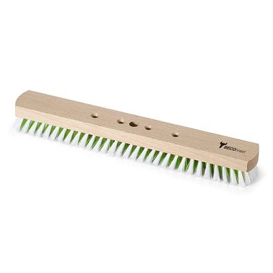 BECOnnect Großflächenschrubber 40 cm, Harte PP-Borsten, Holzgriff Weiß/Grün
