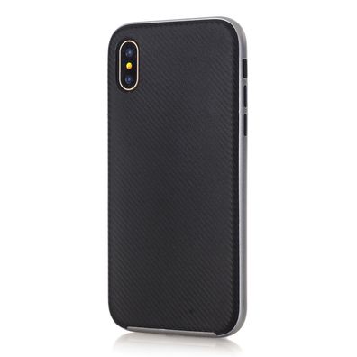 Hülle für Apple iPhone X 5.8 Zoll Smartphone Schutz Hardcase Carbon-Optik