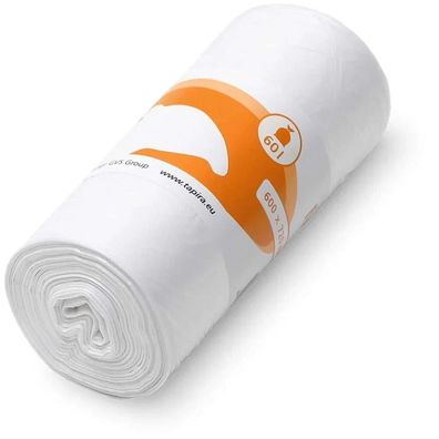 TAPIRA plus Polybeutel LDPE 60L Weiß 630x850mm 12my 50 Stück Rolle