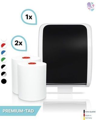 SET: Handtuchrollenspender Autocut, Blanc Cosmos verschied. Farben + 2 Handtuchrollen