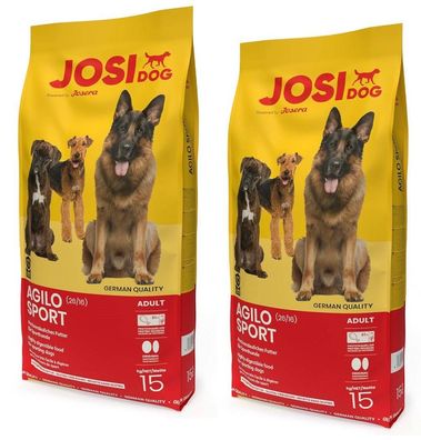 2 x JosiDog Agilo Sport 15kg - Hundefutter - Glutenfrei - Für aktive Hunde