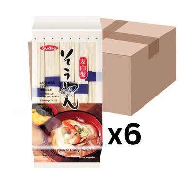 6er-Pack Sukina Weizennudeln Japanischer Art Tomoshiraga Somen 453g