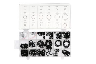 Praktisches Set mit 225 O-Ringen aus Gummi – 18 verschiedene Größen