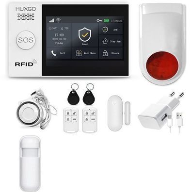 Alarm 2G, HUXGO Funk Alarmanlage mit Bewegungssensor und zweiter Funksirene HXA007